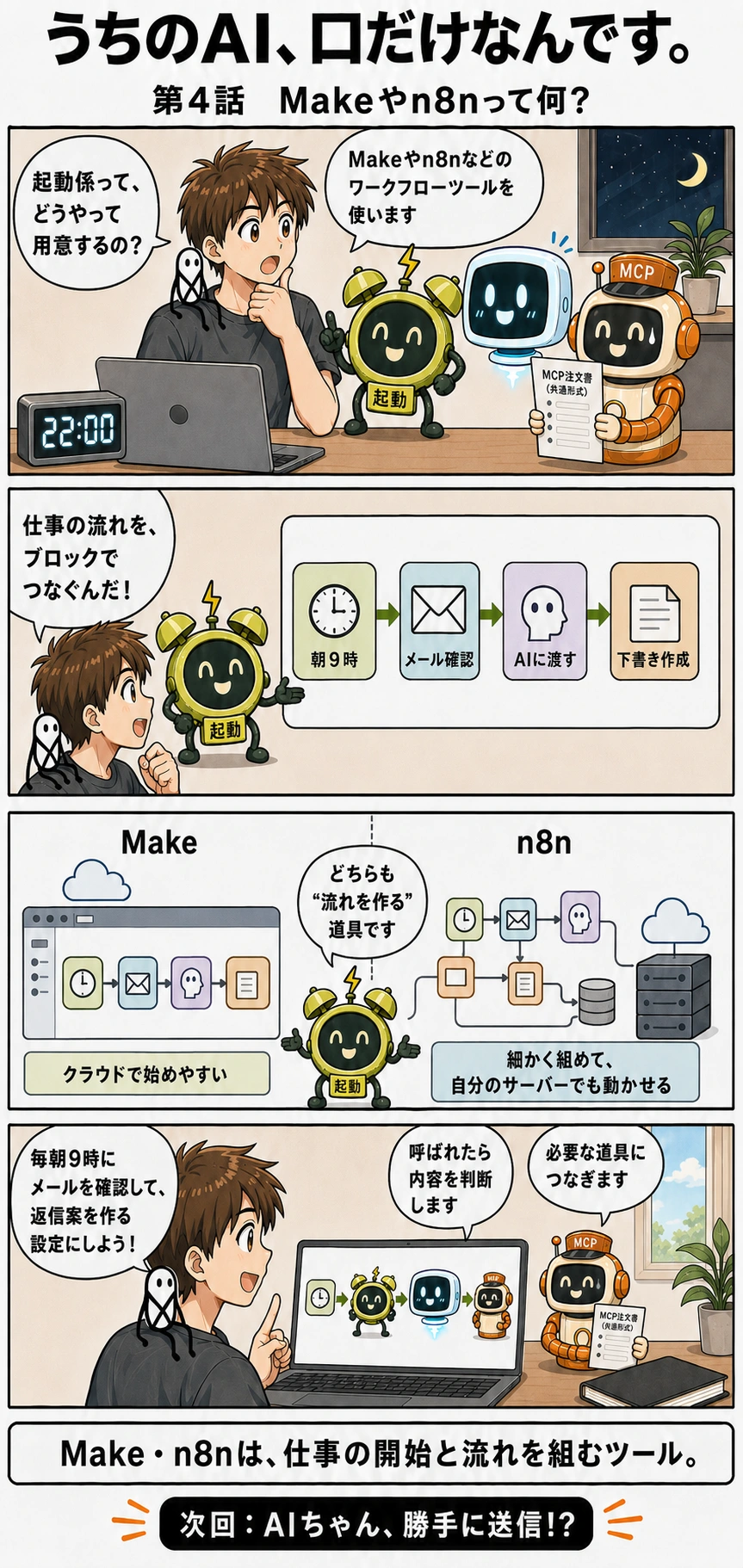 第4話 Makeやn8nって何 — 漫画本編