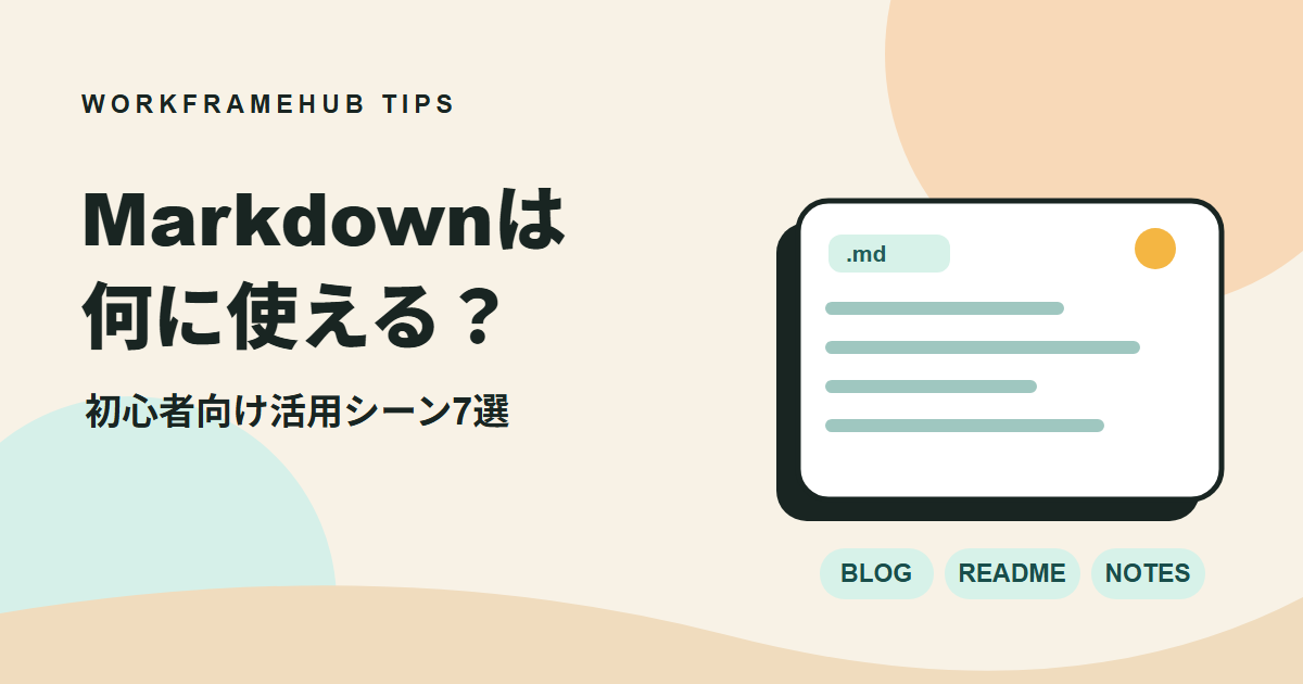 ブログ、README、メモなどMarkdownの活用先を描いたイラスト