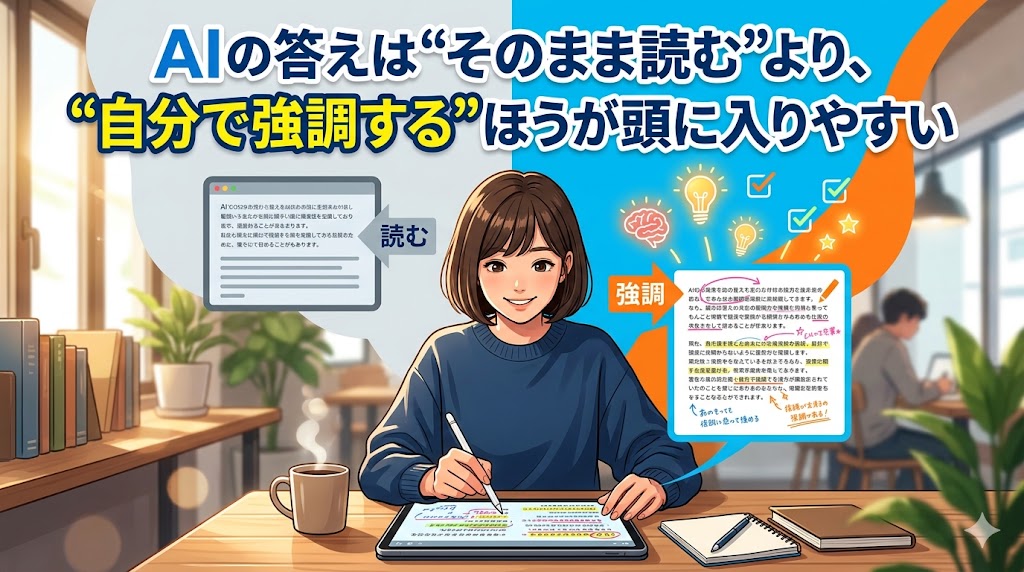 AIの答えは“そのまま読む”より、“自分で強調する”ほうが頭に入りやすい