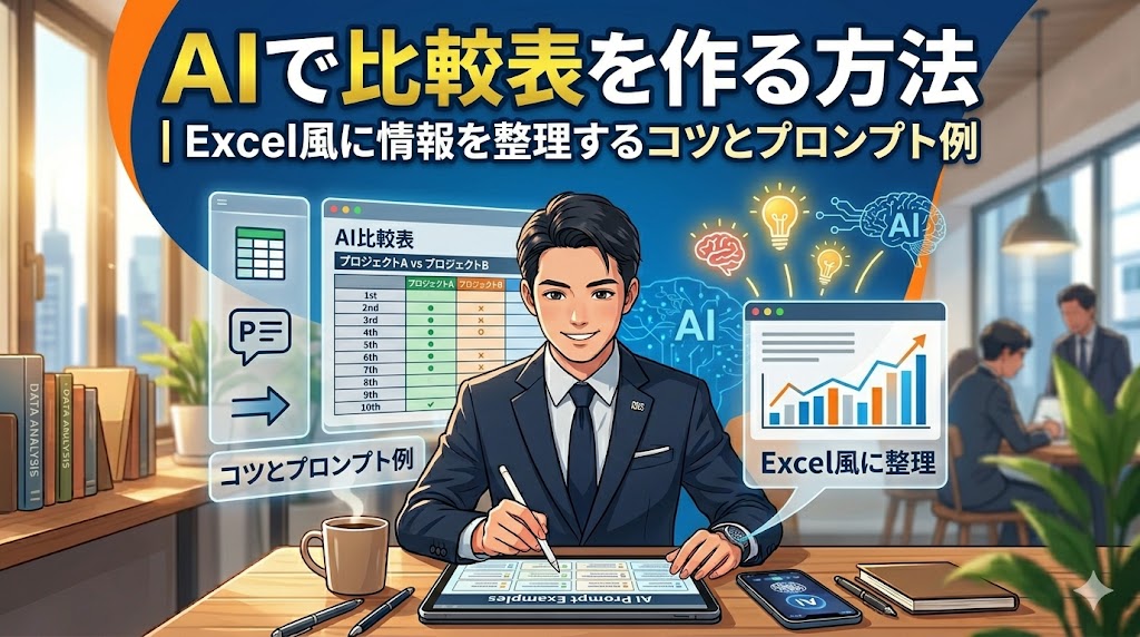 AIで比較表を作る方法｜Excel風に情報を整理するコツとプロンプト例